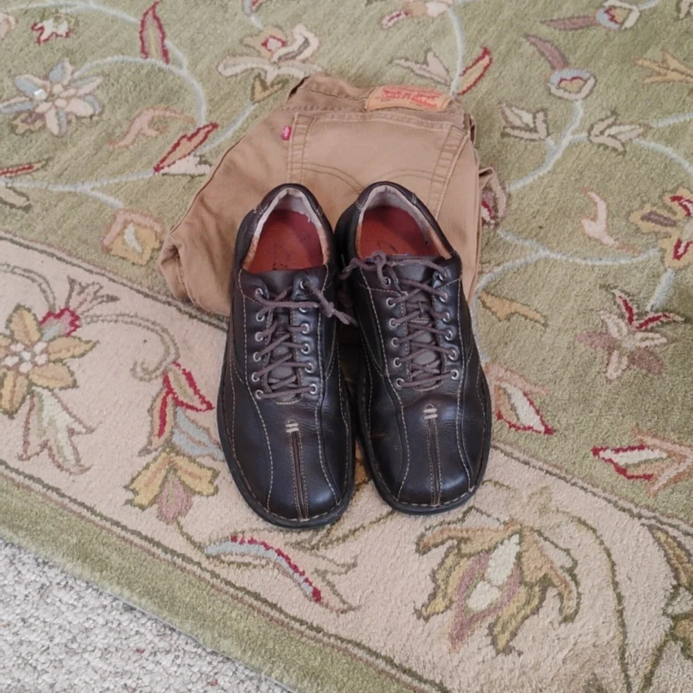 👞 OXFORD CLARKS LEATHER Brown TIE OXFORD Shoes 9 EPLC UNISEX FOOTWEAR